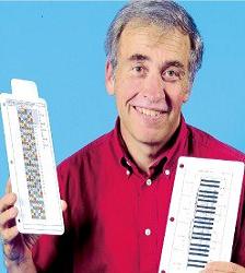 Inventor Bruce Haney with early version
 Fiddlewidgets, c.a. 2004